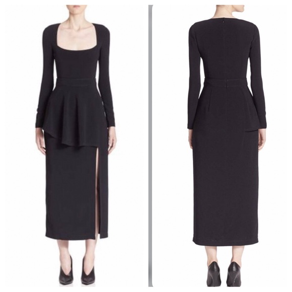 Stella McCartney Long Sleeve Peplum Midi Dress